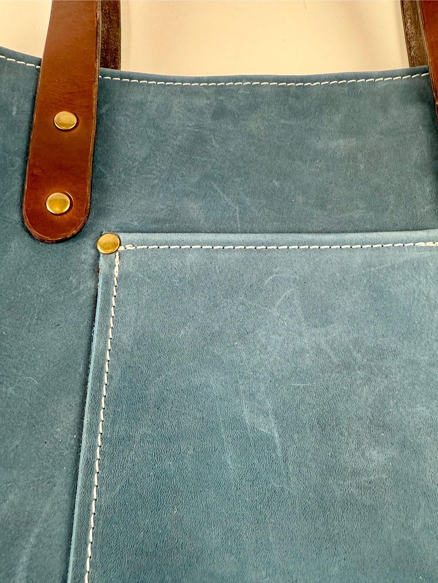 Handmade Blue Leather Tote Bag / Purse (prototype)