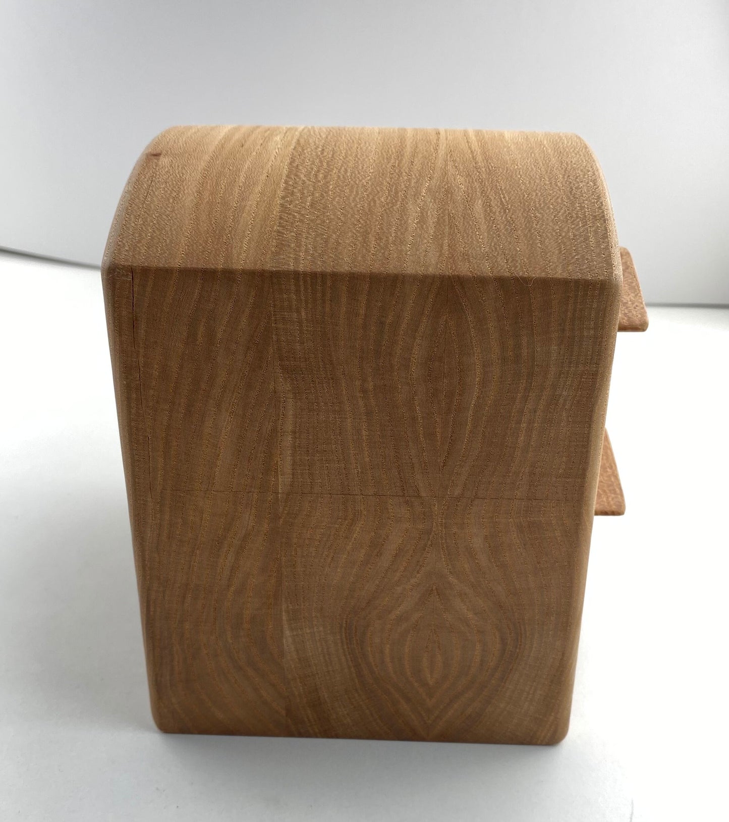 Small Handmade Keepsake Box - Elm wood - sleek 2-drawer with Blue Flocking (locally sourced wood) - bandsaw box